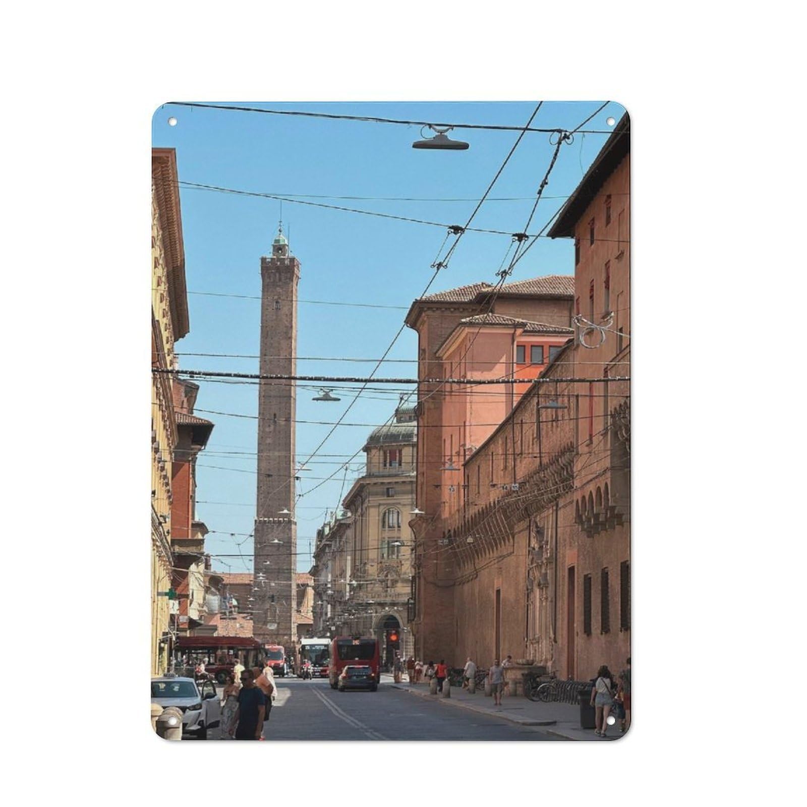 Junmoney Bologna City Tin Wall Plaque 40X30cm With For Studio Or Craft Room, Suited To Craft Room Decorators
