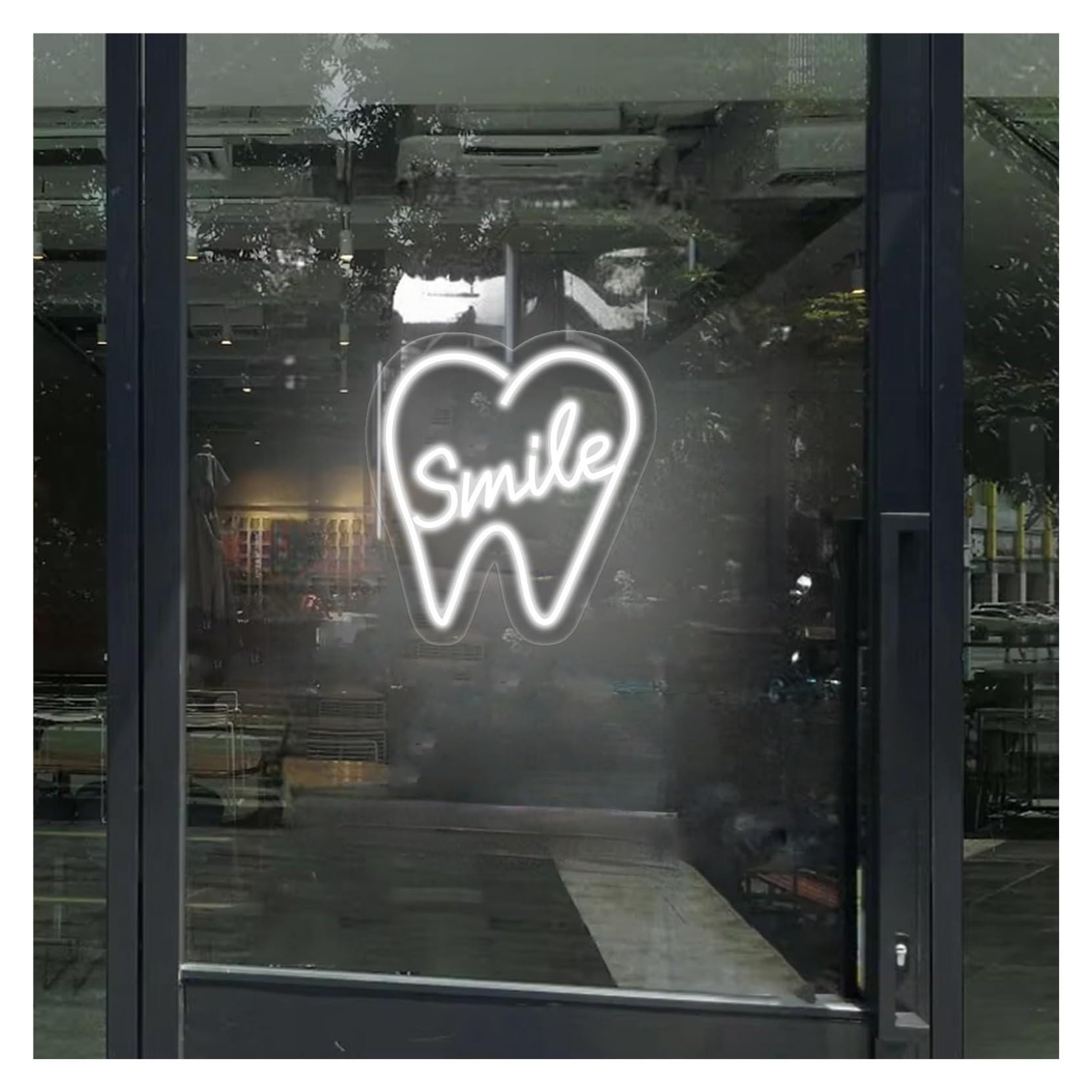 RONGCH Hanging Art Signs Smile Tooth Neon Sign,Suitable for Kids Room Dental Clinic Decor with Dimmable 28cmx30cm(D)