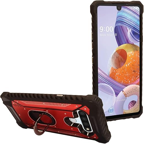 Miniatura 4 de Para LG Stylo 6 LM-Q730 (2020) - Carcasa híbrida de aluminio con soporte - ZY0 Rojo