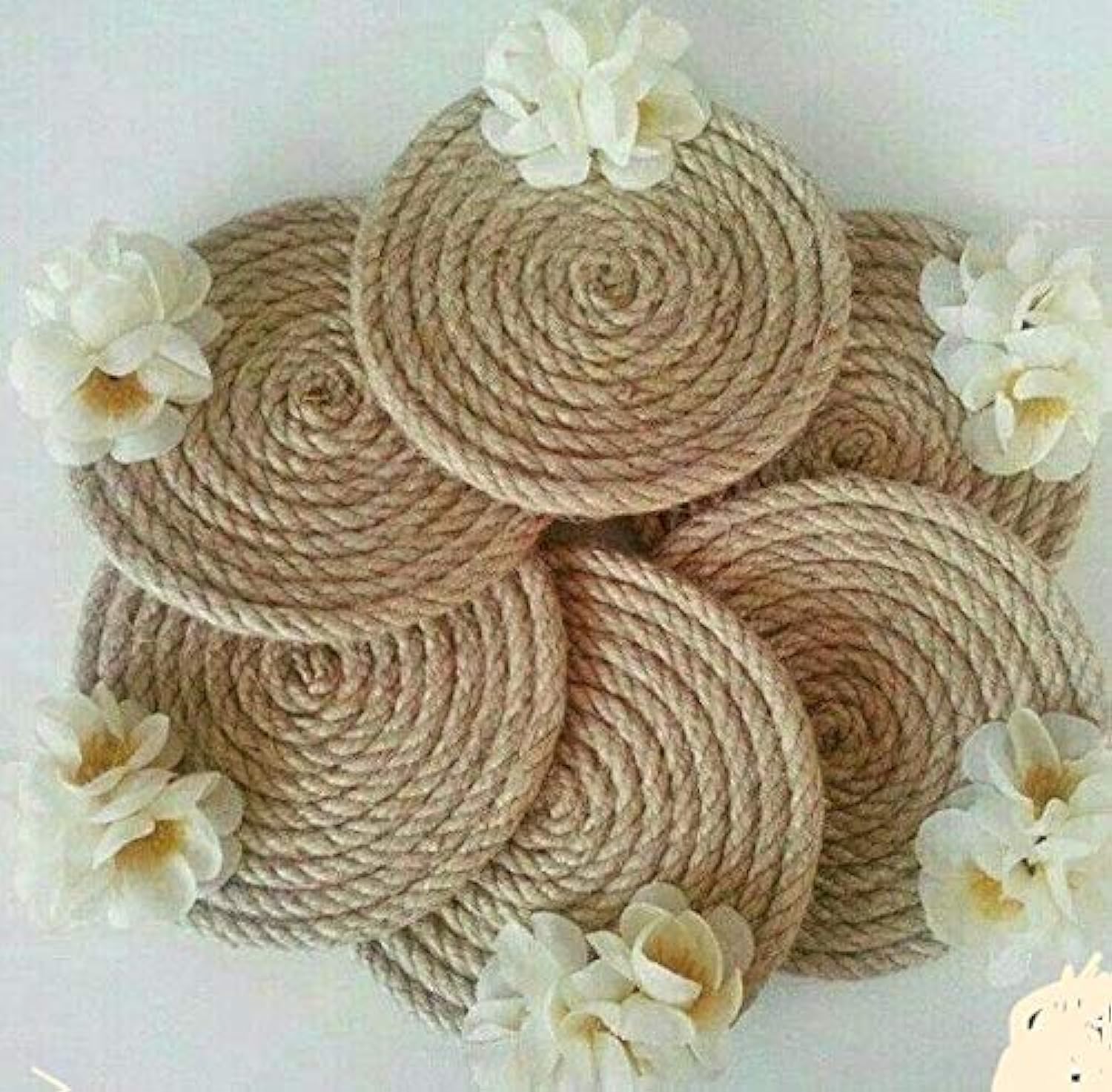 AGAAS ENTERPRISES Beautiful Flower Jute Decorated Tea Cup Coaster Set of 6 for Home &Kitchen-picture-15