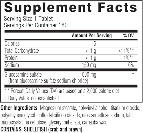 Miniatura 6 de Swisse Suplemento de apoyo articular de sulfato de glucosamina para movilidad y flexibilidad Salud | Mujeres y hombres | Glucosamina 1500 mg | 180