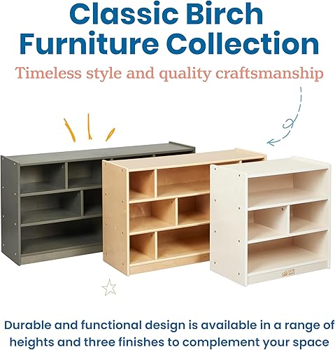 Miniatura 10 de ECR4Kids Carrito de almacenamiento de bloques móviles, pequeño, muebles de aula, lavado blanco