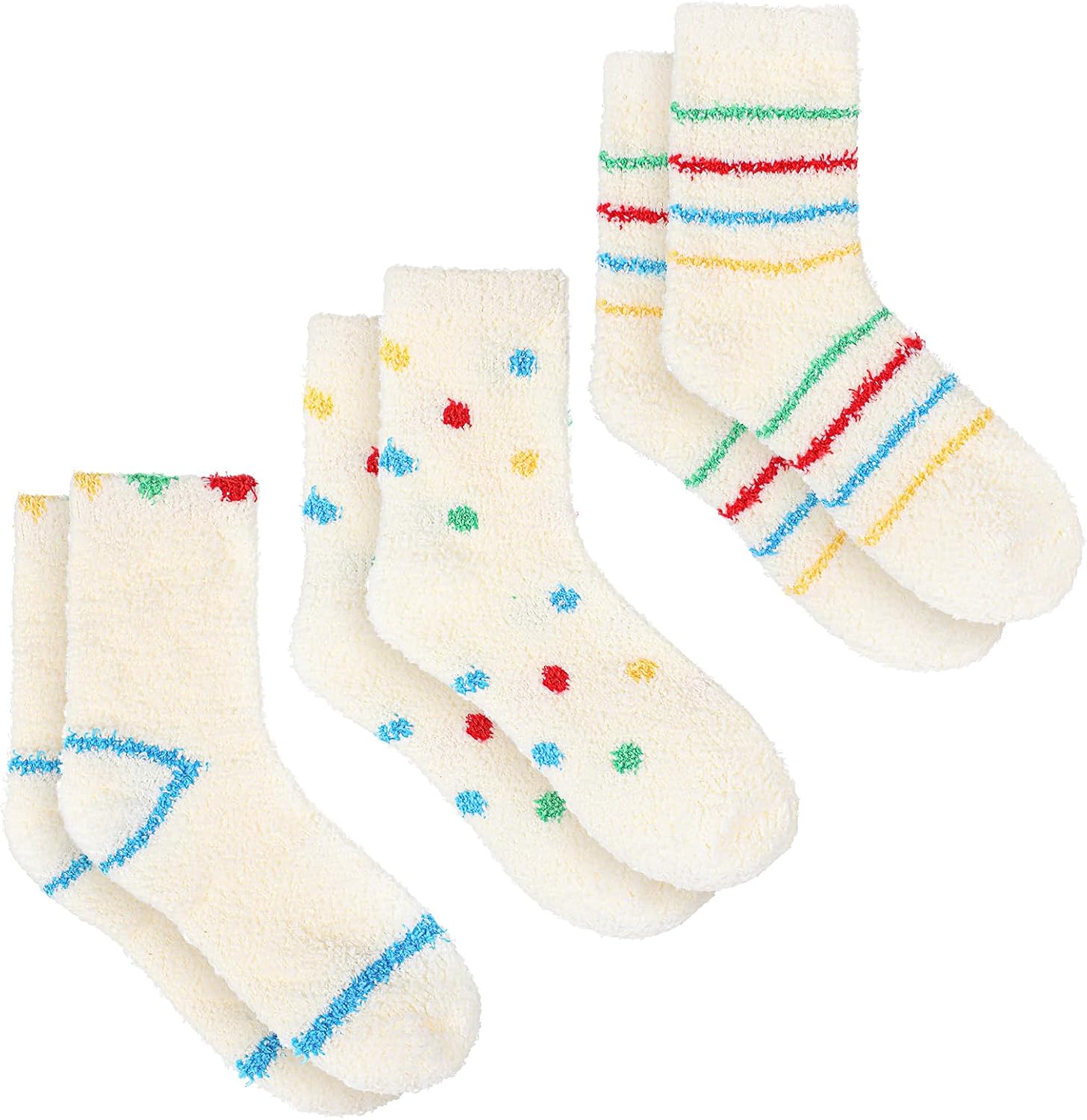 3 Pairs Aloe Socks Moisturizing Socks Overnight for Dry Cracked Feet, Cute Fuzzy Aloe Infused Sock Spa Sock for Women, Non Slip Coral Fleece for Softening, Care After Pedicure