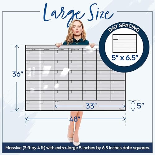 Miniatura 3 de Calendario OfficeAid Jumbo laminado para pared borrado en seco 36 pulgadas x 48 pulgadas