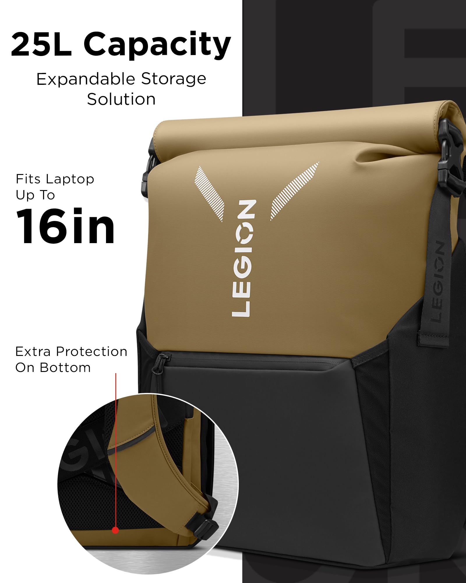Lenovo Plecak na laptopa Legion Gaming GB500, pojemność do 25 l, pasuje do laptopów 40.6 cm, wodoodporny