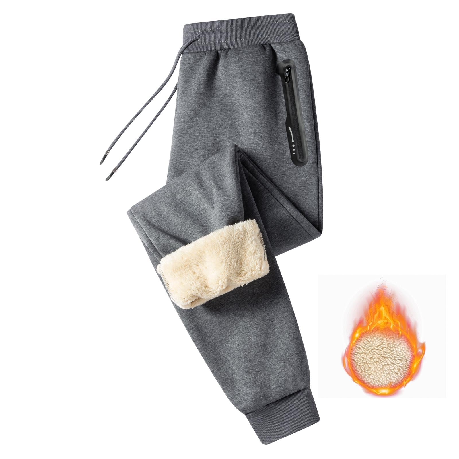 JustSun Heren winterjoggingbroek van fleece, gevoerd, thermo-fleece