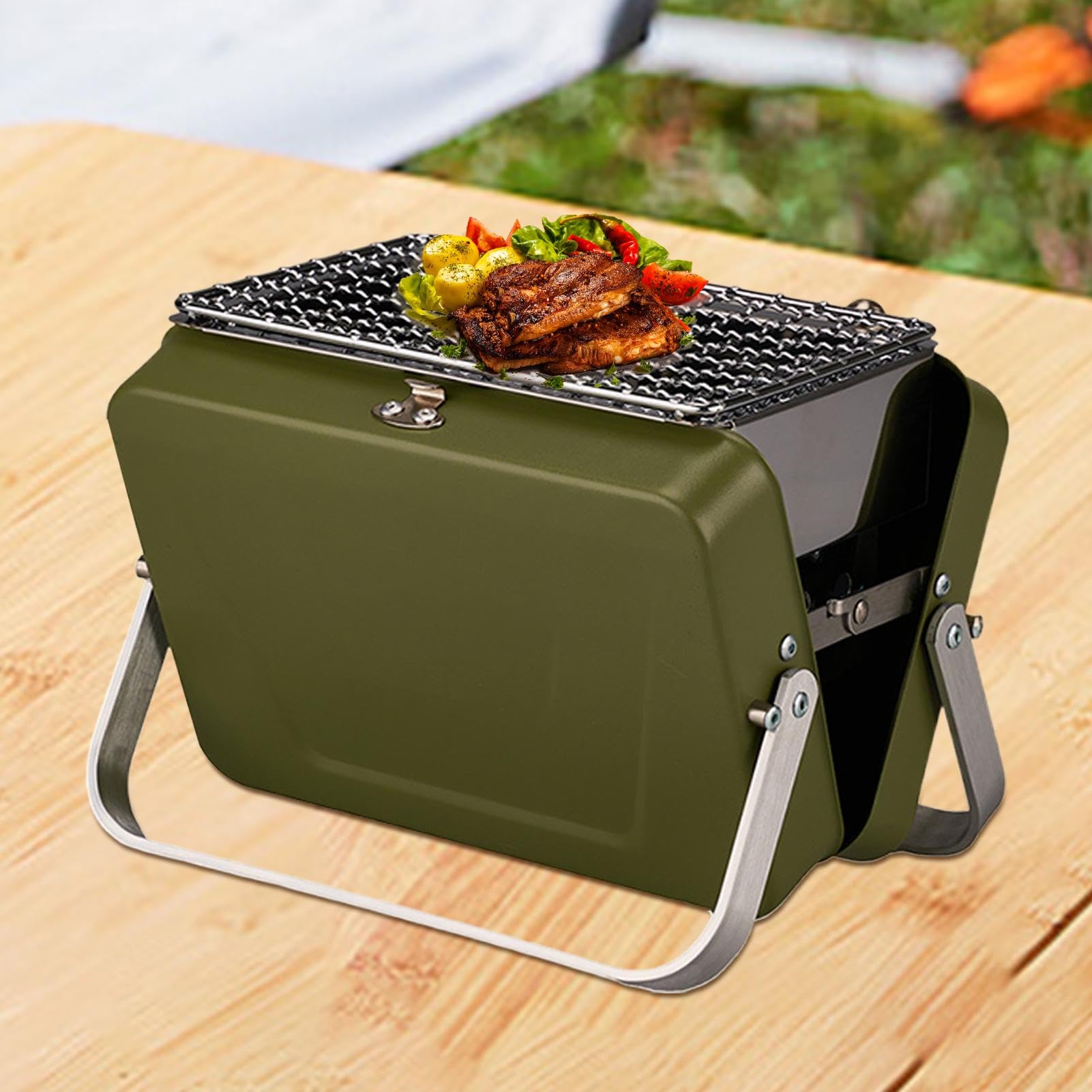 Przenośny grill na węgiel drzewny, kompaktowy grill na węgiel drzewny