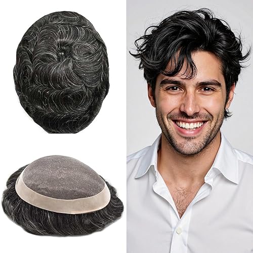 Miniatura 134 de Mens Toupee Hair Piece For Men Fine Mono Men Hair System Toupee For Men Hair Piece Real Human Hair System For Men Protesis Capilar Para Hombre 6x9