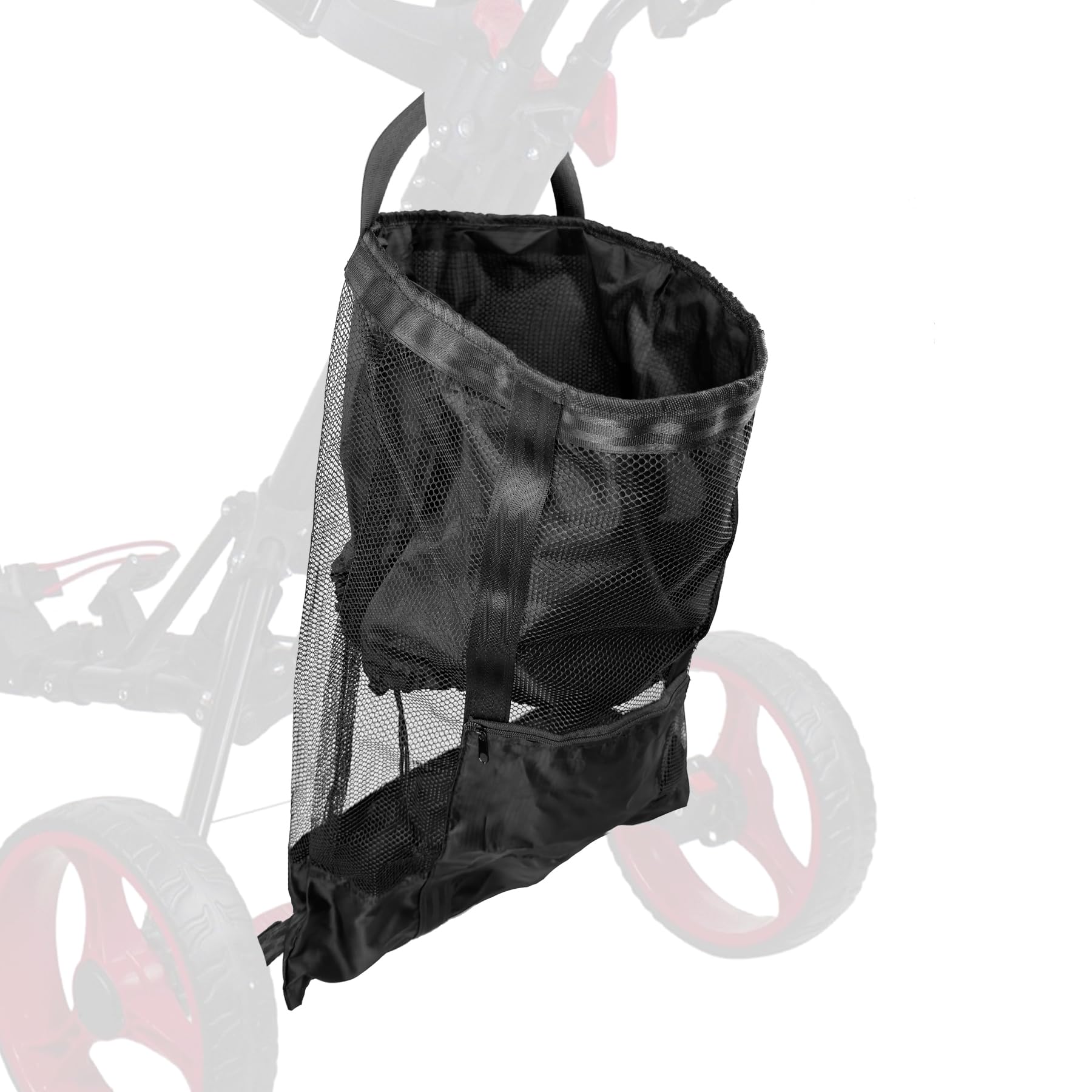 Golf Push Cart Accessories - Backside Extension Storage Bag, Push Cart Organizer Golf Accessory Bag (Black, Large)