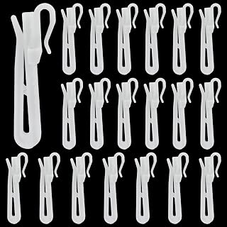 20 Pcs Adjustable Pinch Pleat Curtain Hooks | White Plastic, Ratchet Curtain Hooks, For Pleated Drapes, Window Door Shower Curtain
