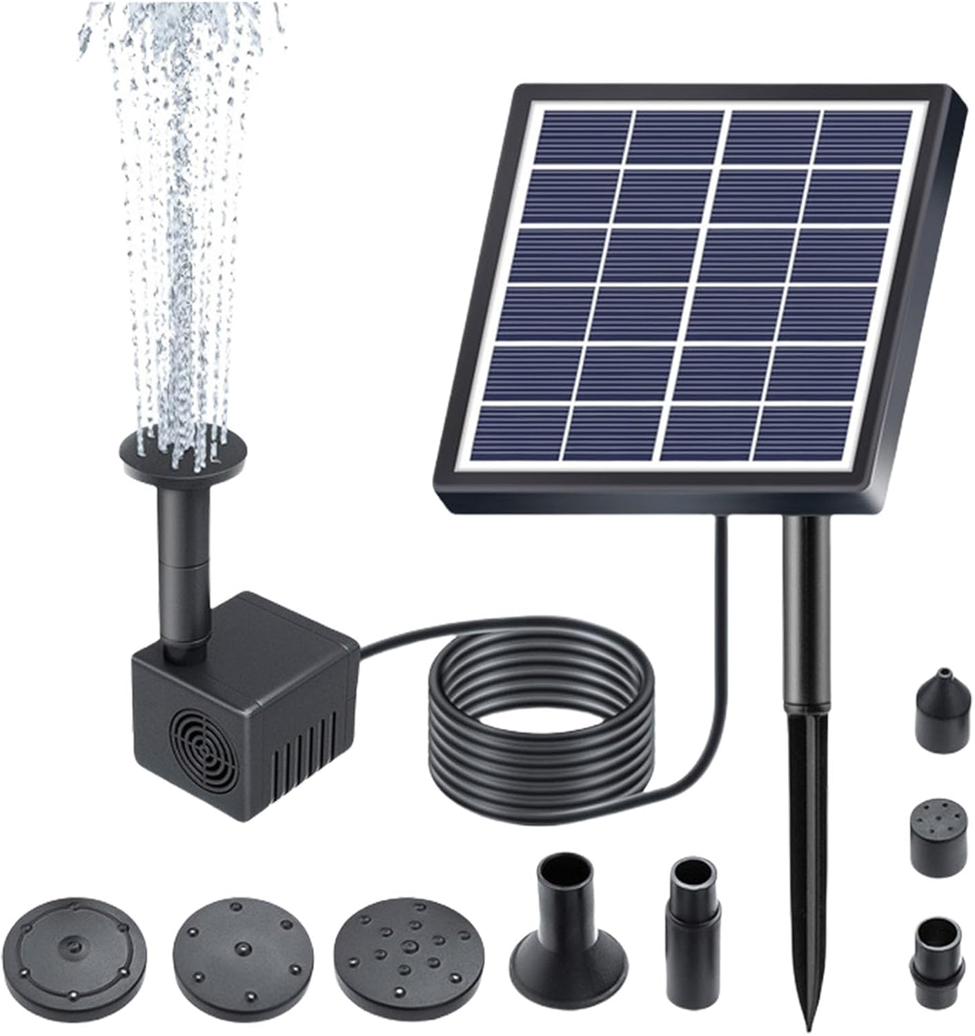 Solar Fountain for Outdoor 1.5W/5W Pond Pumps with Nozzles Water Floating Water Fountain