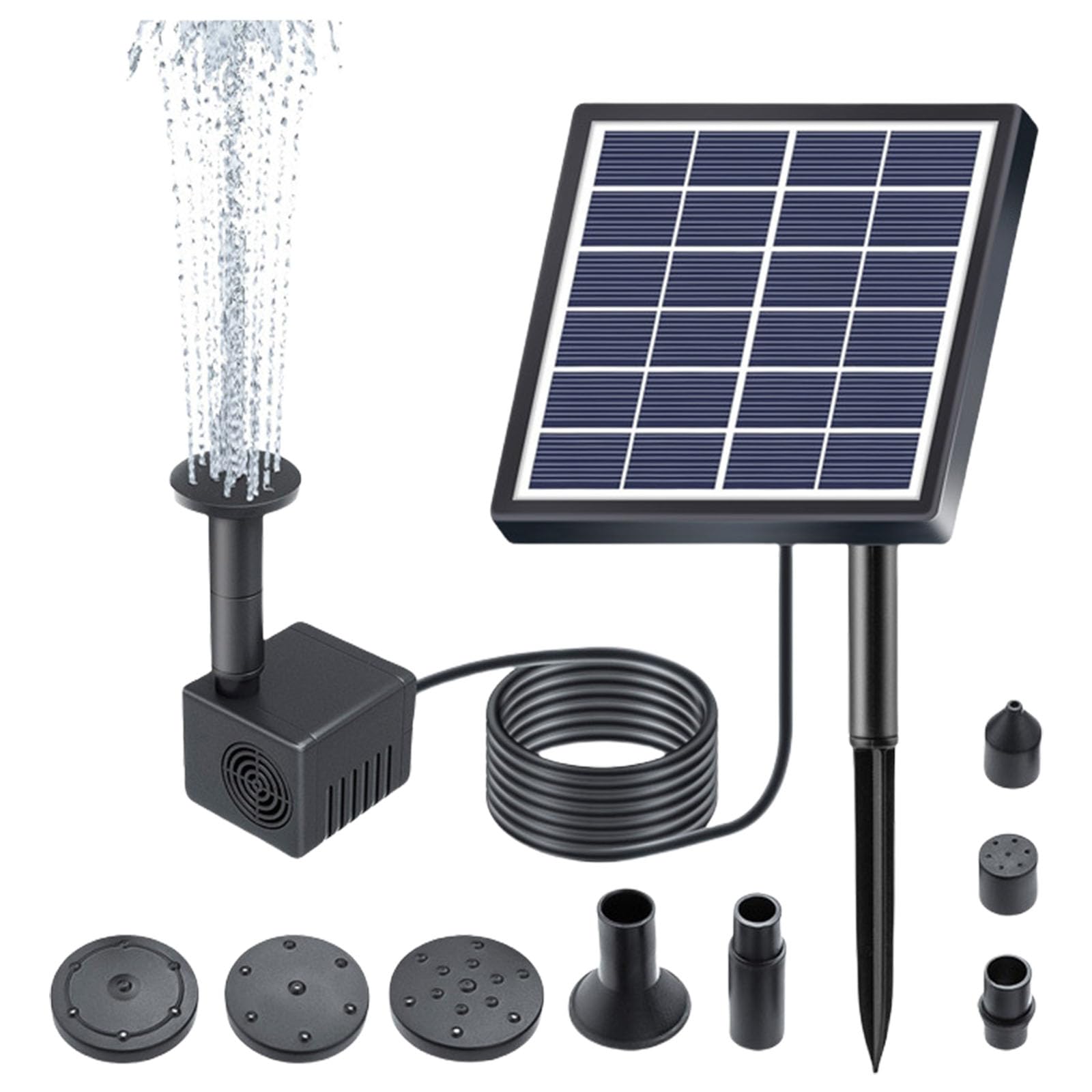 Pompe per fontana solare 1.5W/5W Pompe ad acqua ad energia solare 150L/H Ugello spruzzatore regolabile per fontana stagno all'aperto ornamenti da giardino solari