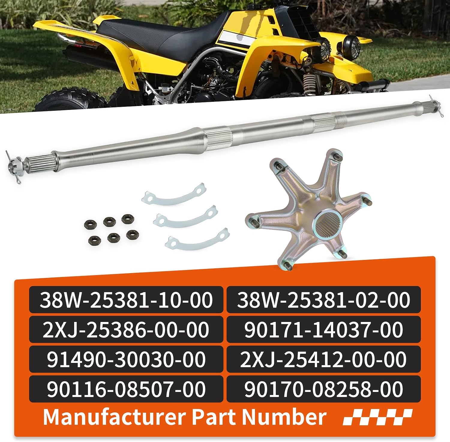 Rear Axle Shaft & Sprocket Hub Nuts For Yamaha Tri-Z YTZ250 1985-1986 Banshee 350 YFZ350 1989-2006 38W-25381-10-00 2XJ-25386-00-00