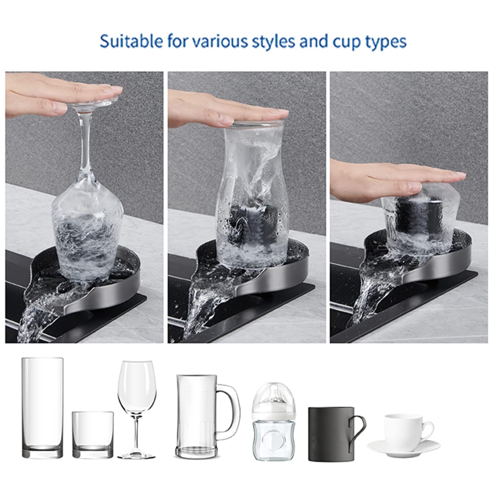 Lavabicchieri per lavelli, lavabicchieri per Bar, con Spazzola, Accessori per lavello da Cucina, per Bar, Hotel, caffè, ristoranti, cucine (B)
