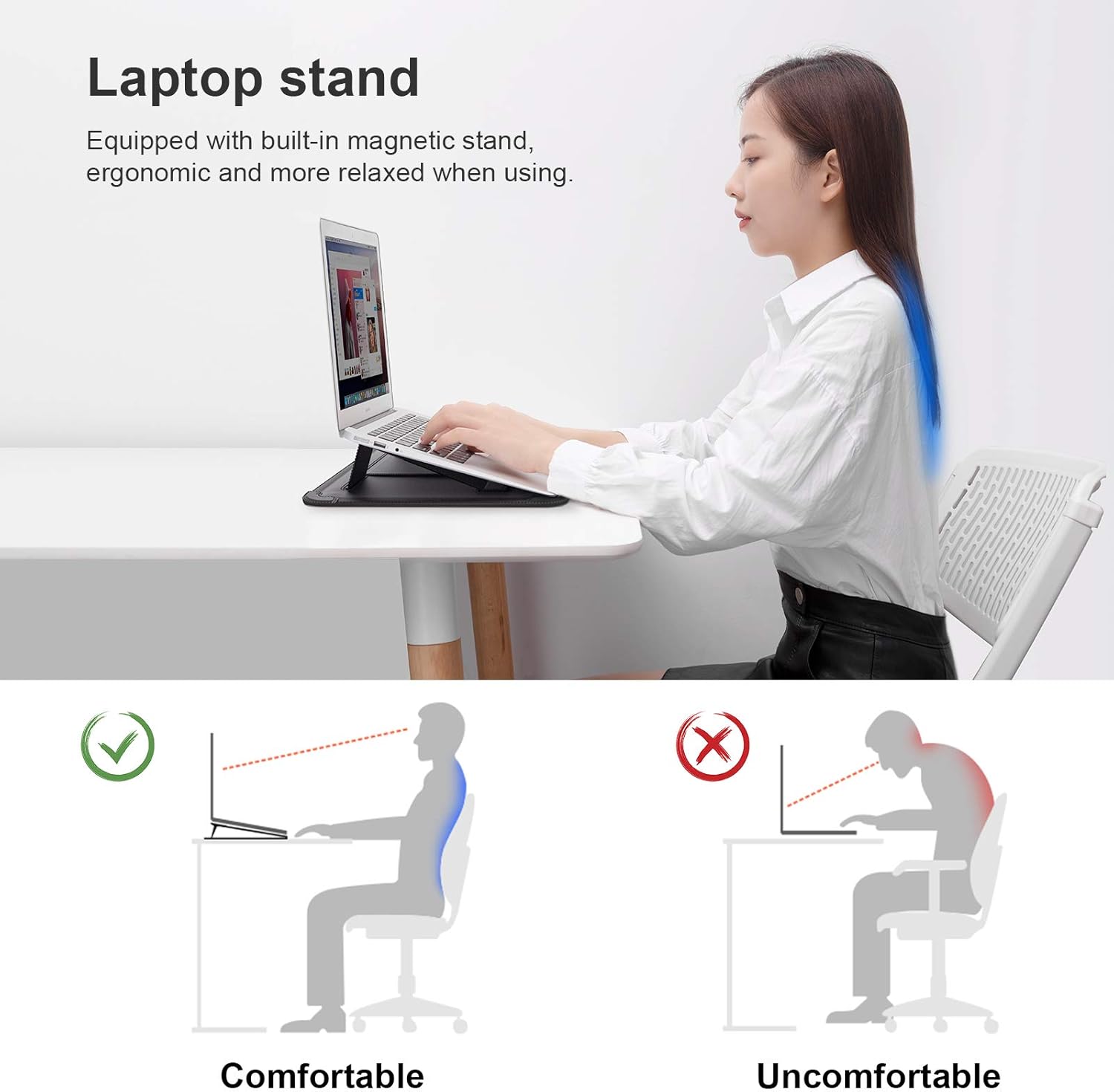 Nillkin Laptop Sleeve 15.6 inch (3-in-1), MacBook Sleeve with Adjustable Stand & Mouse Pad, 2 Stand Modes, 15 inch Laptop Case, Slim MacBook Accessories for Samsung/Surface/Chromebook 13-15.6'', Gray - Image 6
