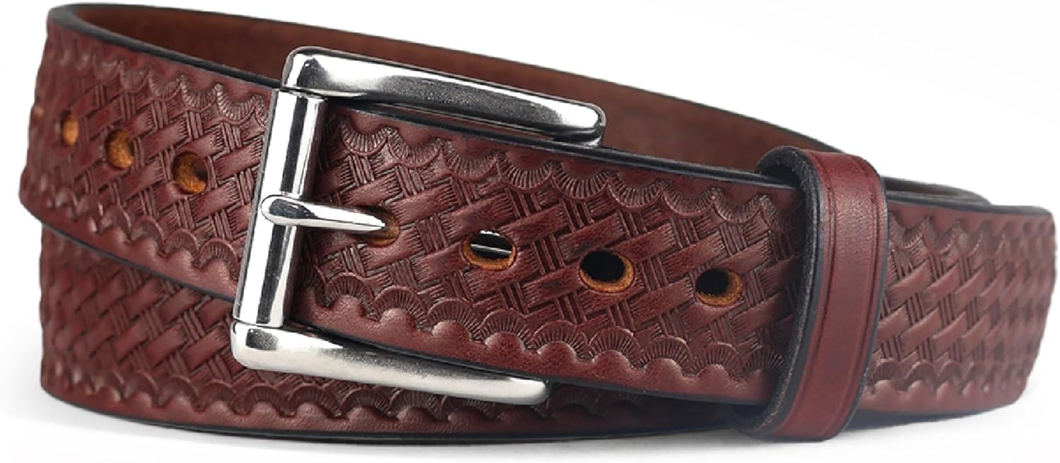 BULLBELT® Gun Belt - Original Ultimate Thickness Gun Belt - Made in the USA (46, Basket Weave - Rich Brown)