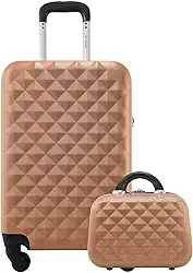 Mala de Viagem Tamanho Média 23kg Rodas 360 com Frasqueira Gladiador Diamond com D1MFRAD1 (Rose Gold)