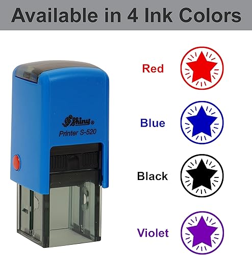 Miniatura 3 de Star Round Sellos de goma autoentintados personalizados brillantes 0.787 in Mini sellos personalizados sellos maestros