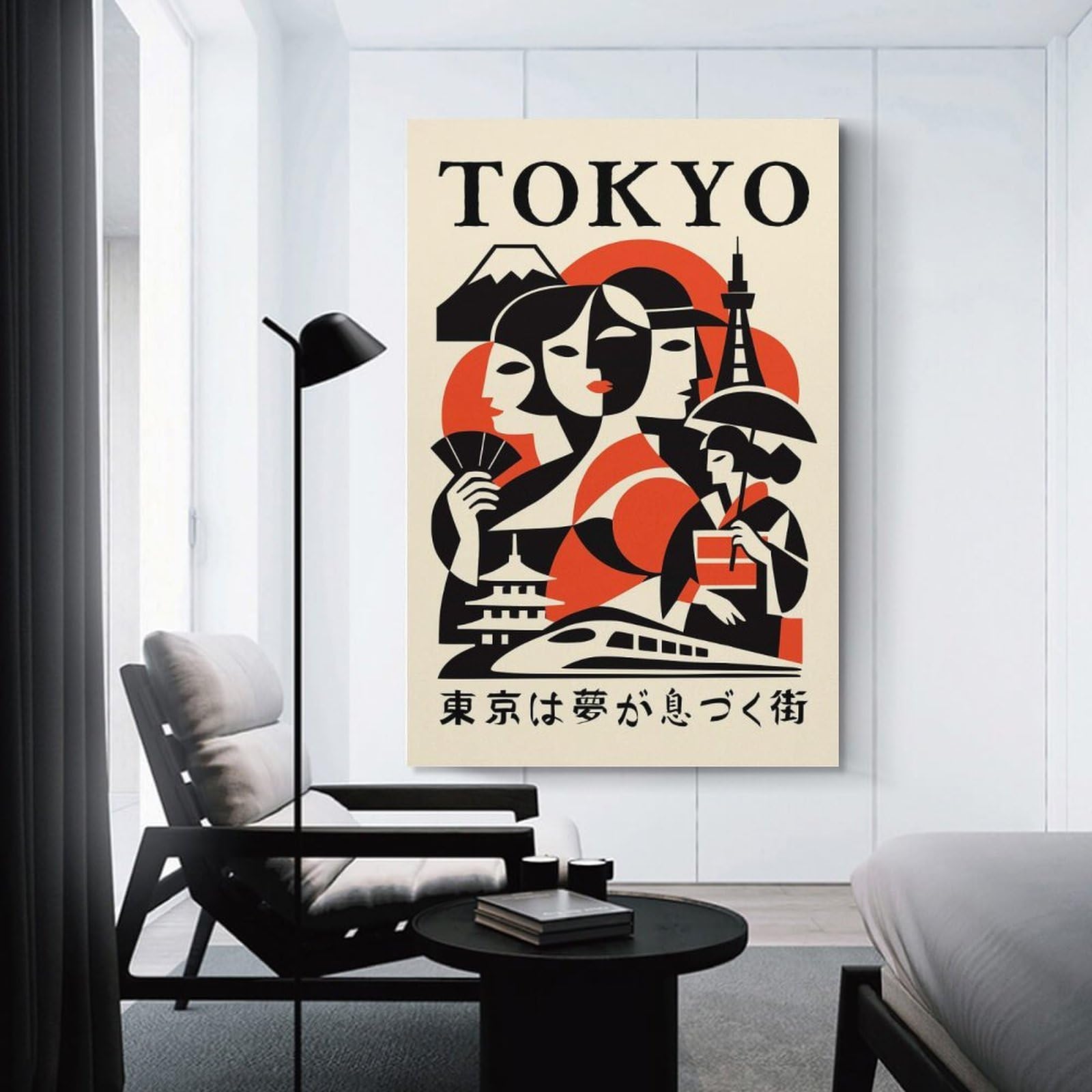 Junmoney Tokyo Travel (3) Canvas Wall Art, 12x18inch(30x45cm), for Bedroom, Guest Room Or Reading Nook, Decorative Wall Art for Cosy Rooms