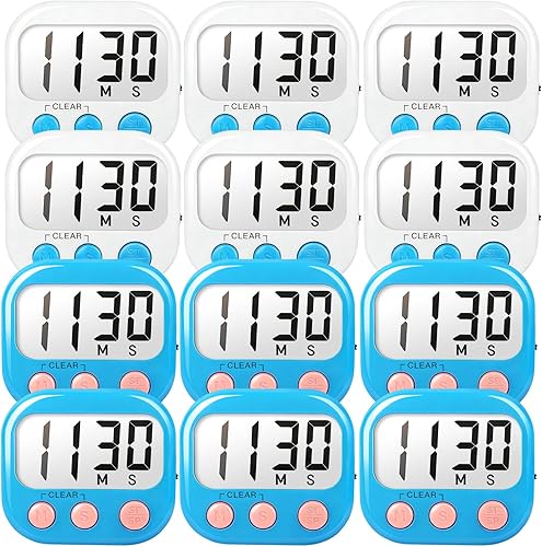 Miniatura 21 de Temporizadores de aula para profesores y niños, temporizador digital magnético grande, suministros para profesores, paquete de 12, azul y verde