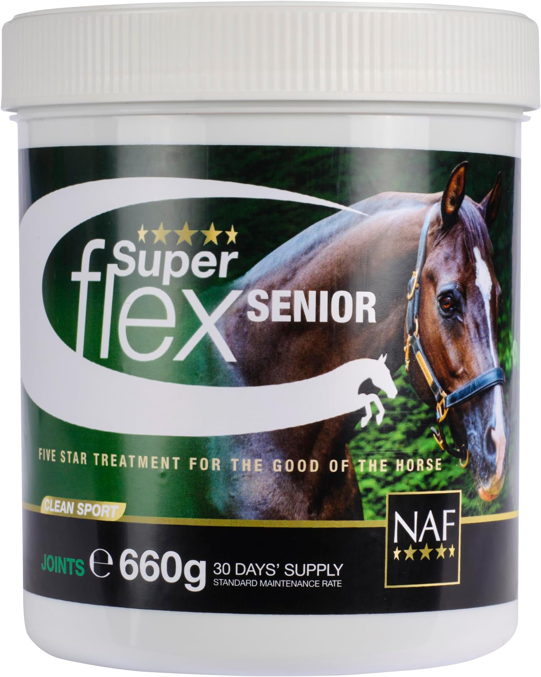 NAF Five Star Superflex Senior 660g – Joint Support Supplement for Hard Working & Older Horses – Glucosamine, MSM, Chondroitin & Omega-3 – Promotes Mobility, Flexibility & Comfort