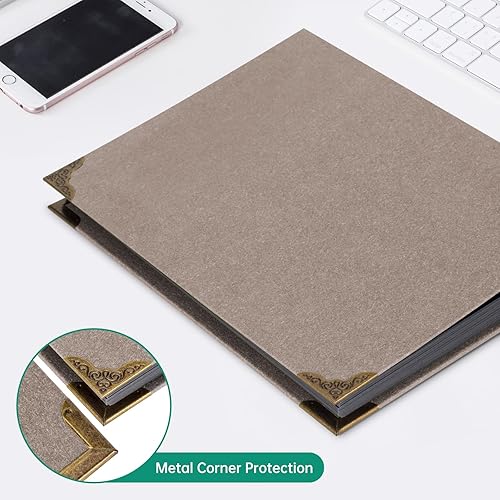 Miniatura 9 de AIOR Álbum de fotos de 60 páginas, kit de álbum de fotos de álbum de recortes de bricolaje, 3 anillos de papel negro extraíble, álbum de recortes de