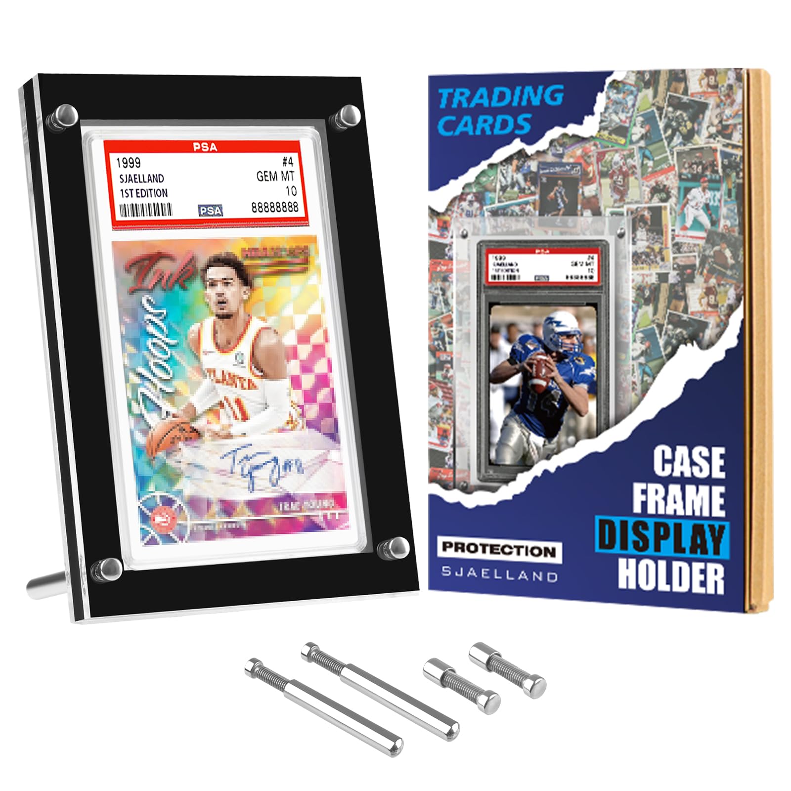 single card display case Amazon.com: SJAELLAND 1-Slot Black Graded Card Display Stand - Single Card  Holder for PSA Graded Cards