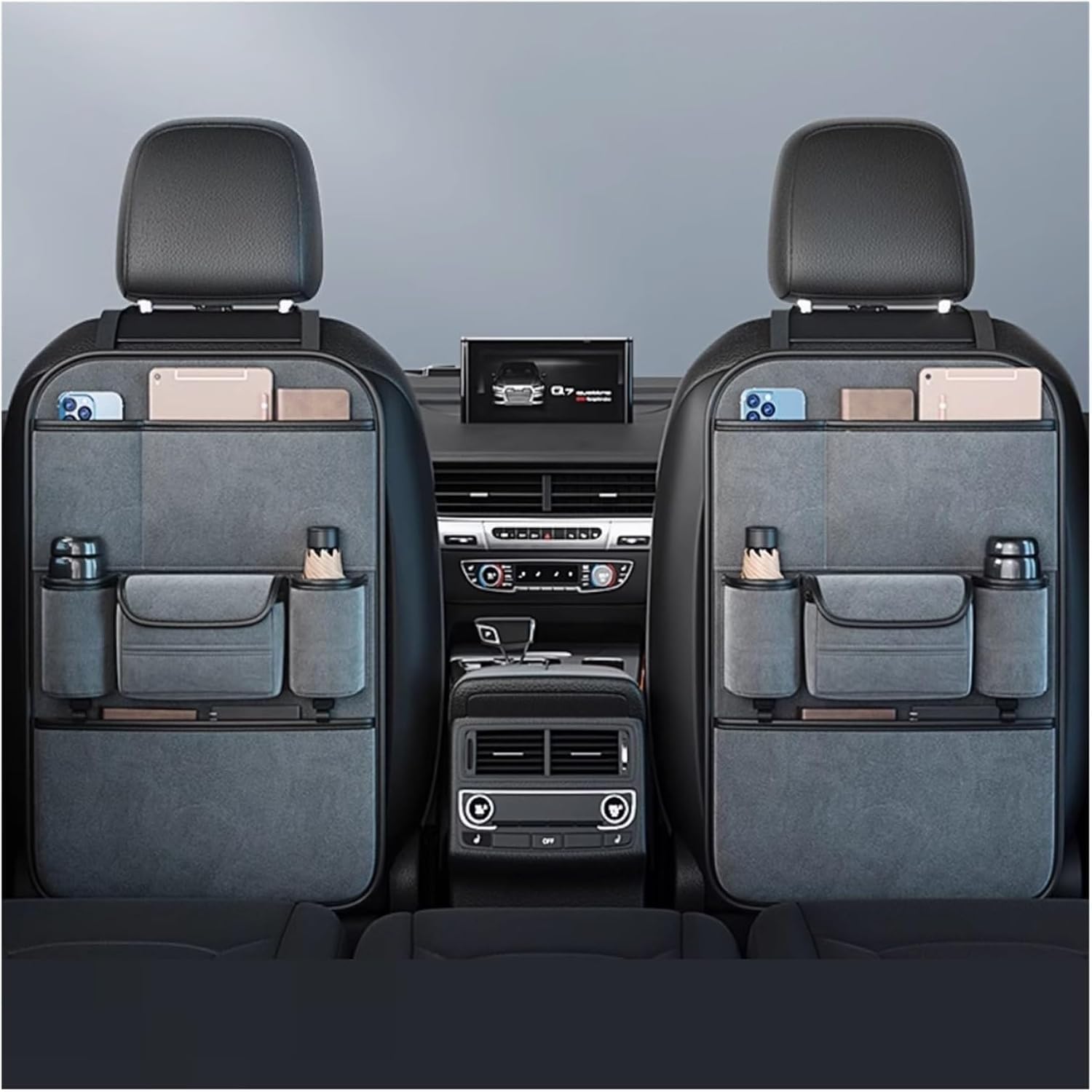 Rückenlehnen-Schutzmatte für VW EOS 2-Door 2006-2024 2025, Rückenlehnenschutz, Auto Rückenlehnenschutz Organizer Autositz Rückseite,Two Storage-Advanced Grey