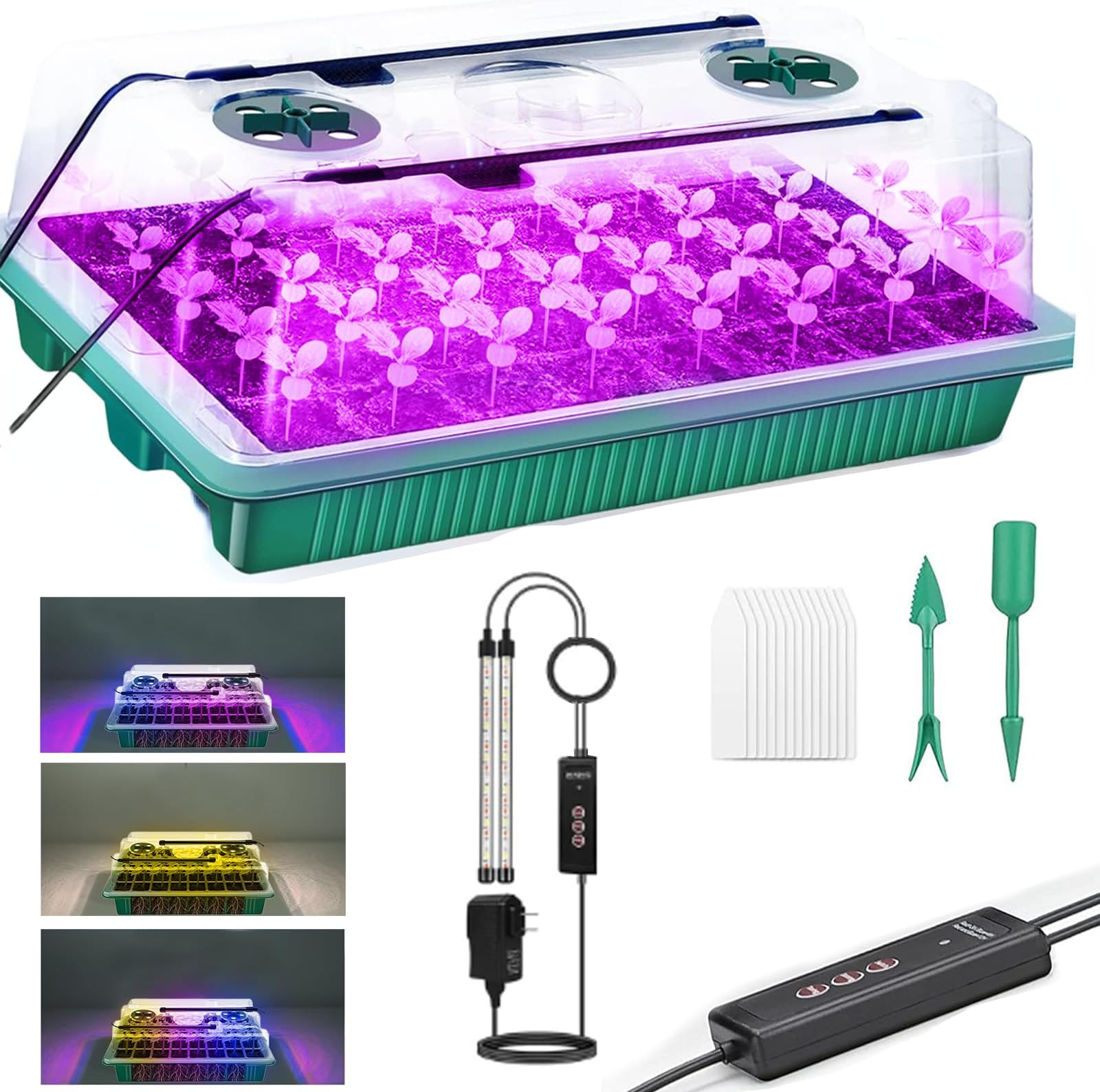 HYPERGLAM Zimmergewächshaus Anzuchtkasten - 12 Stück 144 Zellen Mini