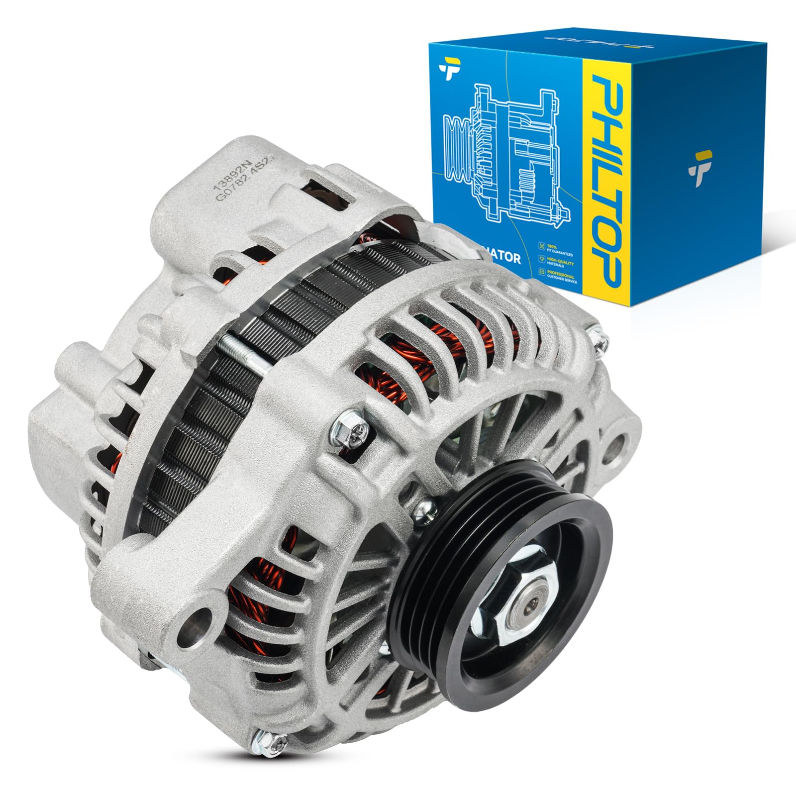 PHILTOP 13892N New Alternator Compatible with 2001-2002 Chrysler PT Cruiser, 120Amp High Output Alternator Replace 90273265 N13892 5033177AB