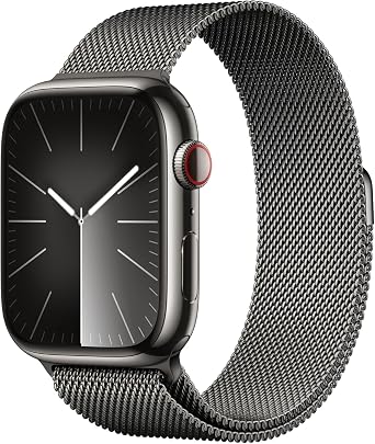Apple Watch Series 9 [GPS + Cellular 45mm] Smartwatch with Graphite Stainless Steel Case with Graphite Milanese Loop. Fitness Tracker, ECG Apps, Always-On Retina Display