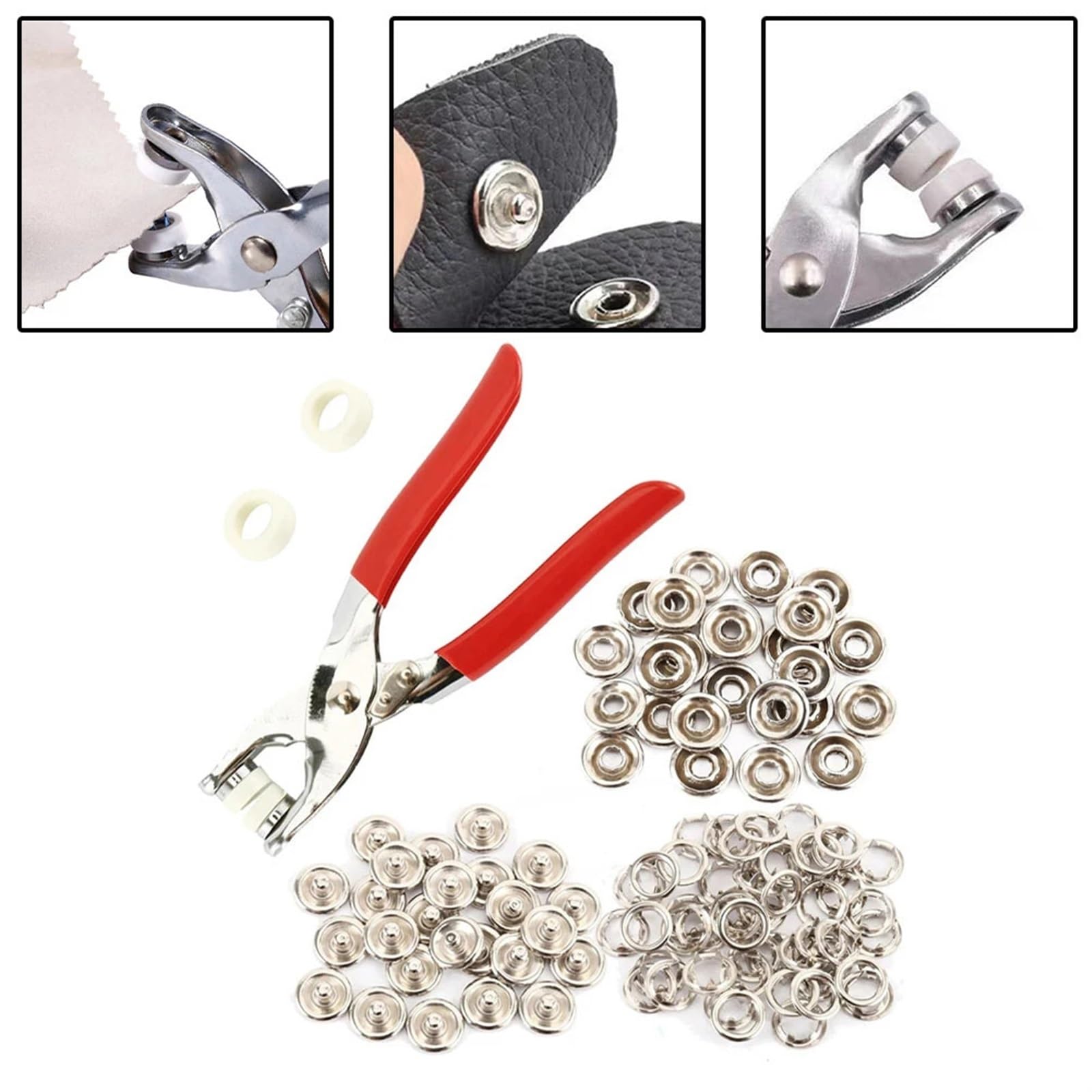 Alicates Botones a presión for herramientas 100PCS Botones a presión de metal de 9,5 mm compatibles for la instalación de sujetadores de presión de costura de bolsillo Instalación de bolsa de ropa