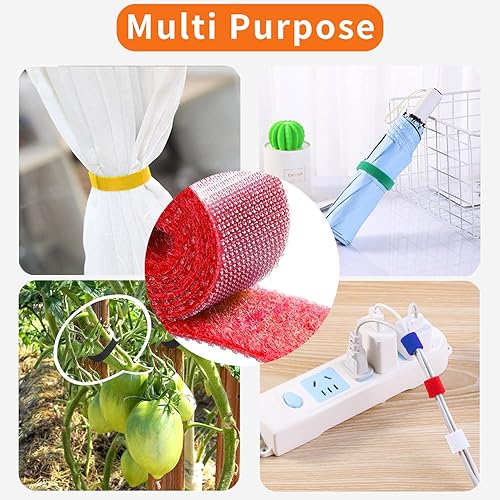 Miniatura 5 de Cinta de sujeción reutilizable de 32 pies, cinta de gestión de cables de doble cara, resistencia y durabilidad, 0.8 pulgadas de ancho (rojo)