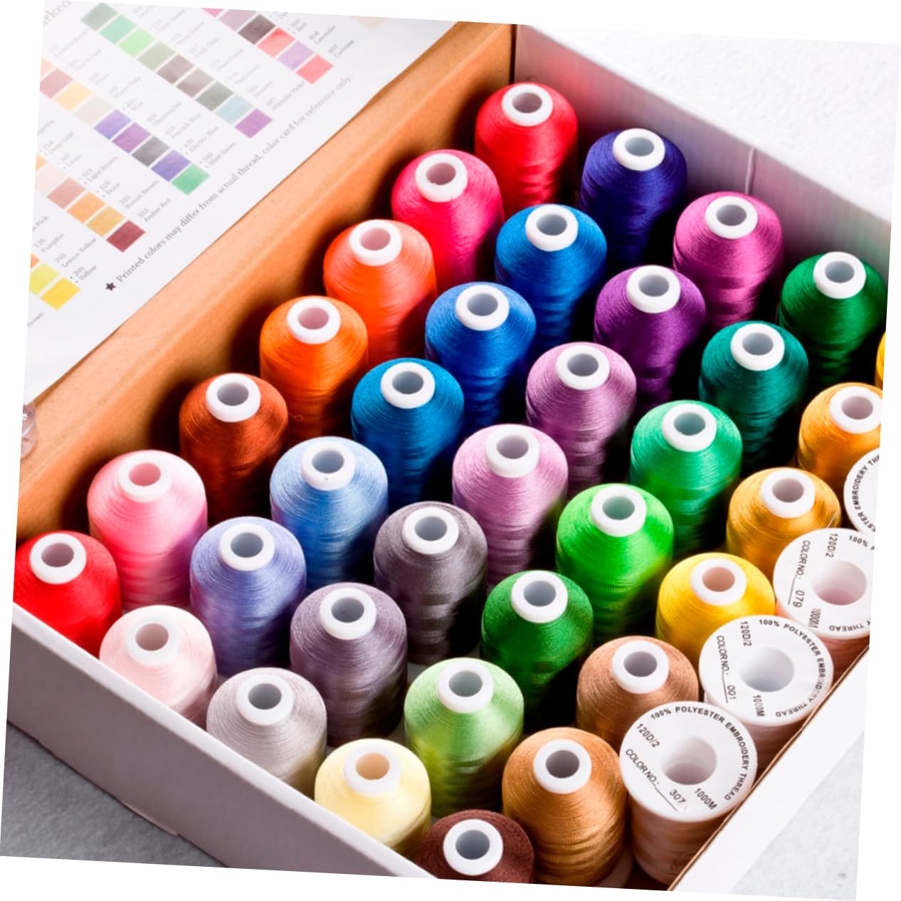 Fil à Broder Set de Couleurs 500m Polyester, Lot de 40 Set de 120d/2