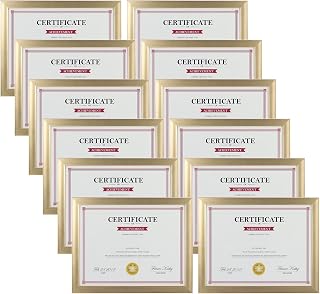 Giftgarden 8.5x11 Picture Frame Gold Set of 12, Multi Modern 8.5 x 11 Frames Bulk for Award Certificate Document Diploma, Wall or Tabletop Display