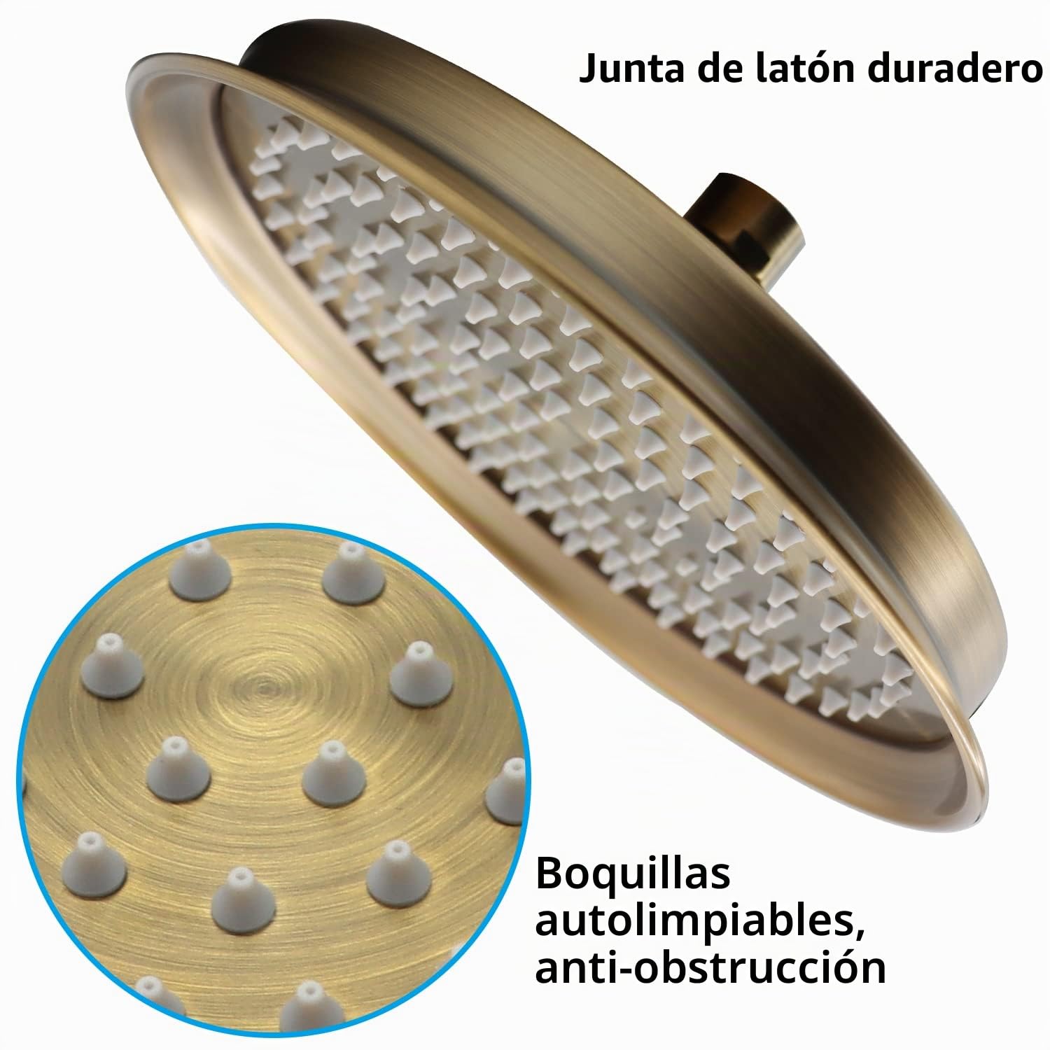 Cabezal de ducha fijo antiguo, cabezal de ducha de lluvia redondo de 228 mm, adecuado para ducha de baño, cabezal de ducha de lluvia de alta presión - GETSHOWERSET