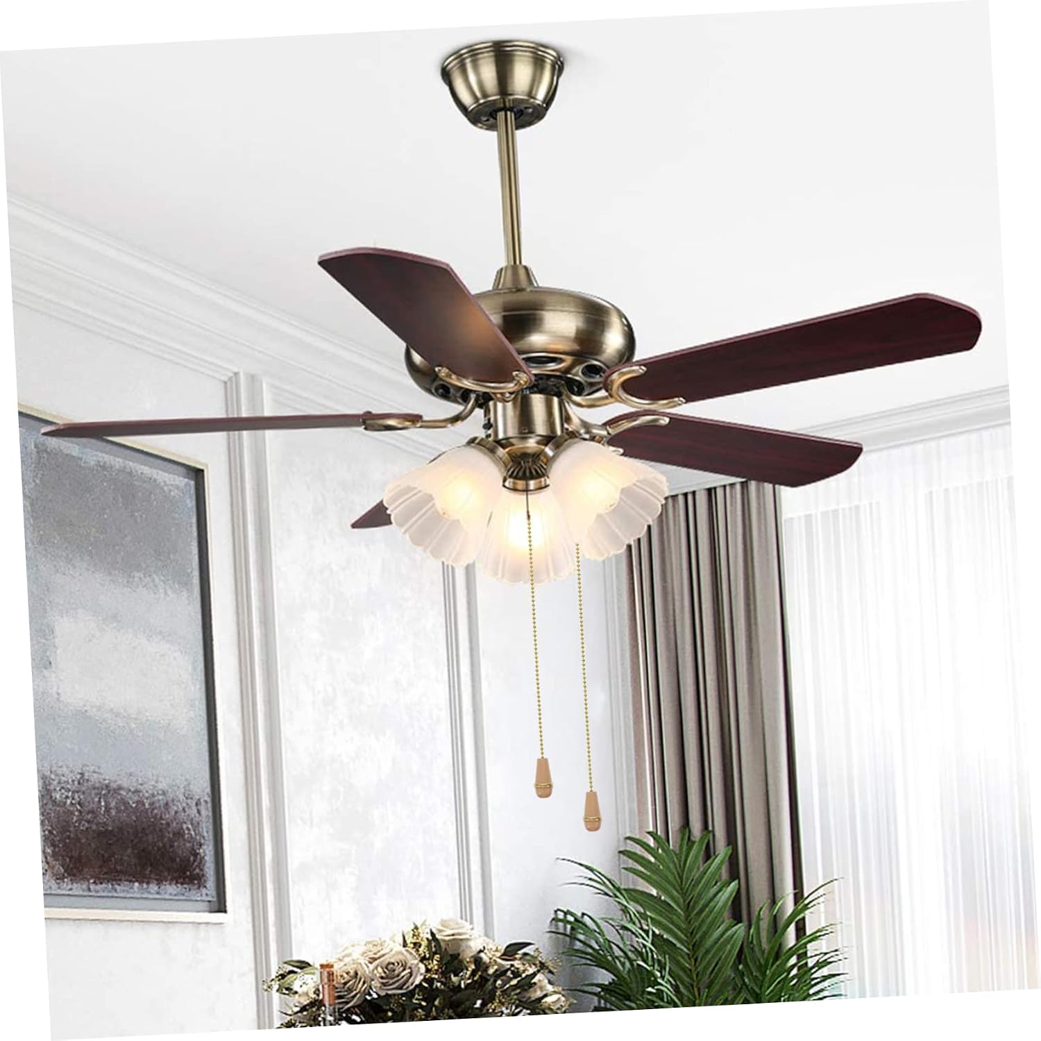 ARTIBETTER 3pcs Ceiling Fan Pull Chain Light Pull Cord with Wooden Knob Rustproof Extension for Ceiling Lights Easy to Install for Home Decor