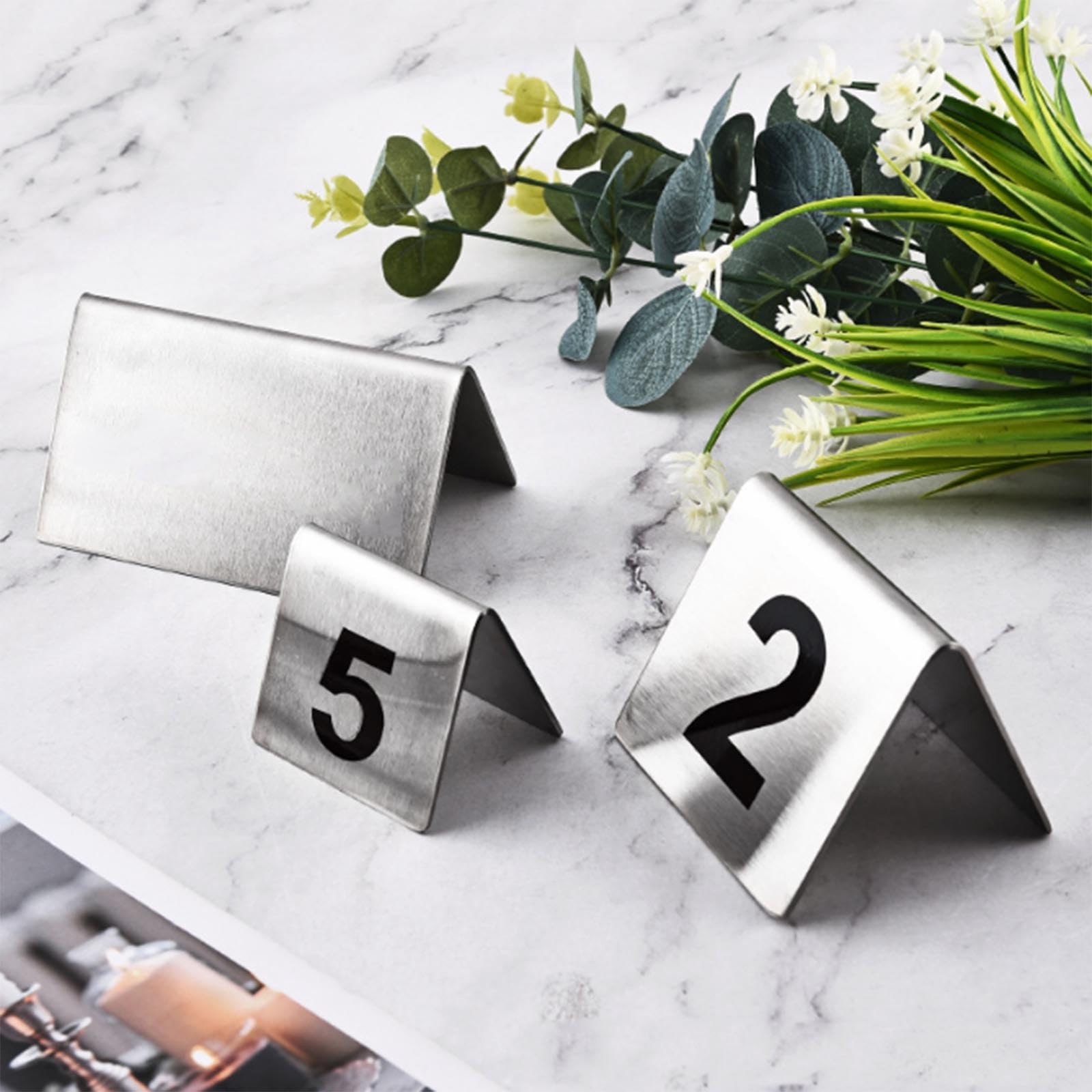 Placas De Números De Acero Inoxidable, Carteles For Asientos De Escritorio | Reutilizables, impermeables y resistentes al aceite, resistentes y duraderos, apilables, con bordes redondeados(8*6cm)