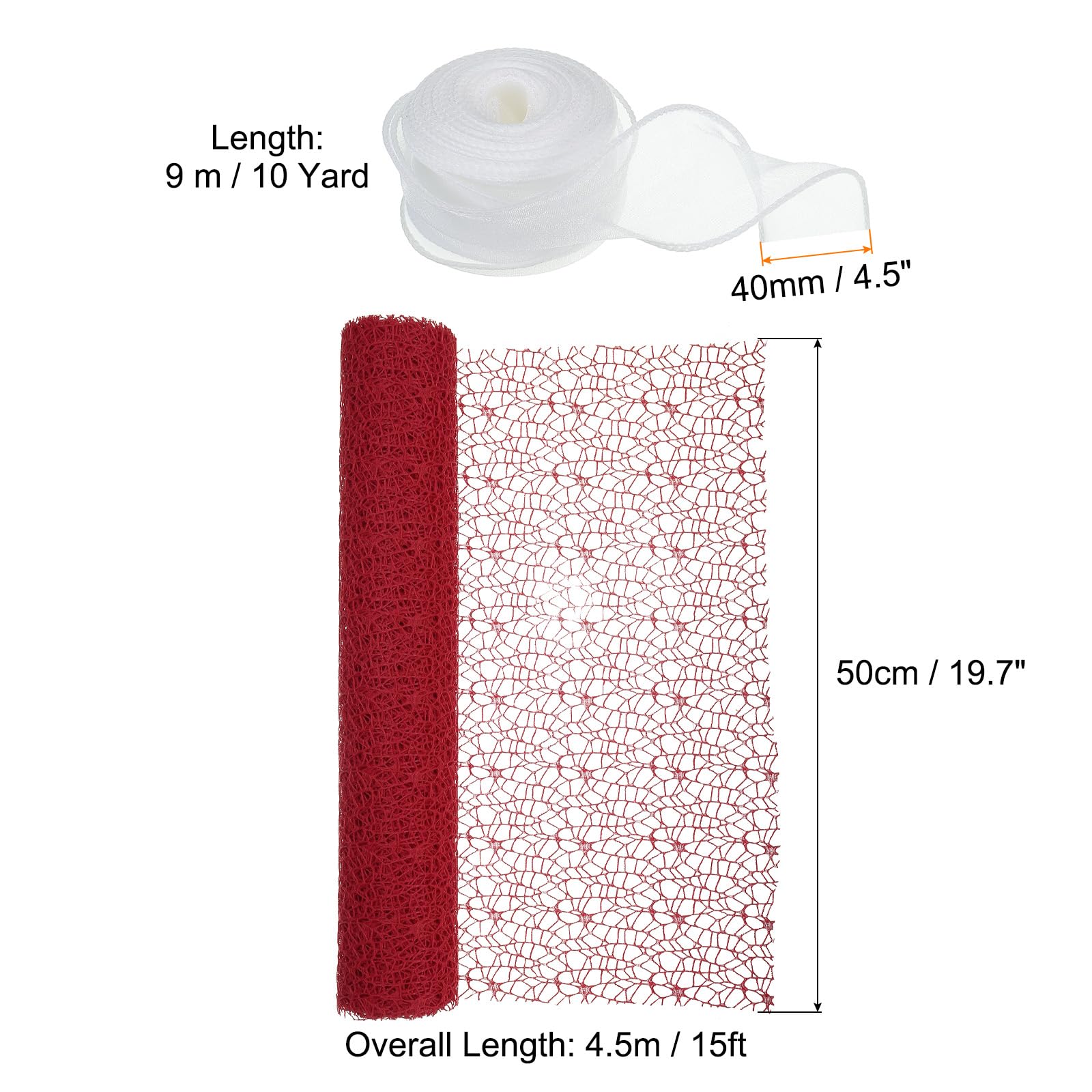 PATIKIL 2 Rotoli Fiore Rivestimento Maglia Carta 15ft Floreale Rosso