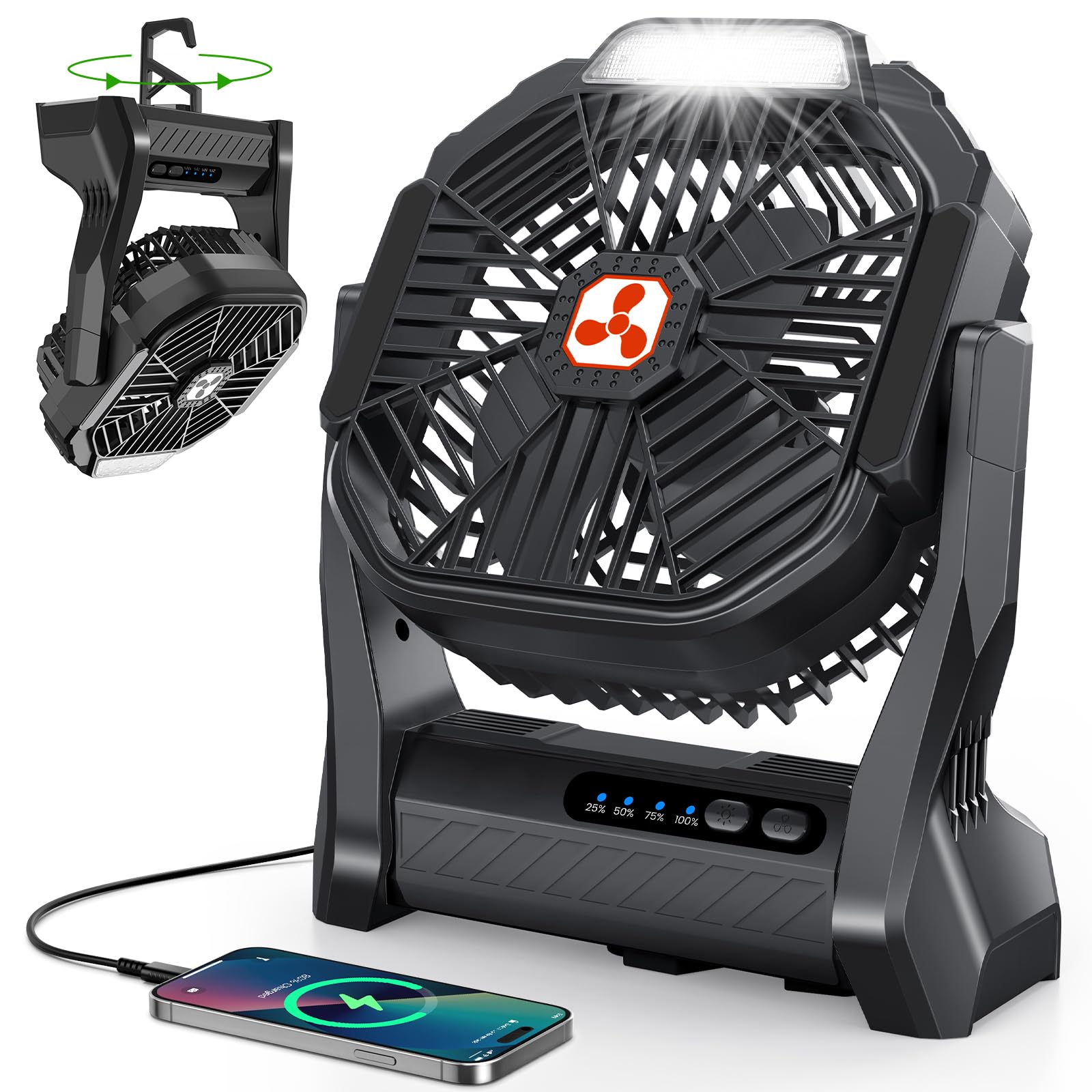 Portable Rechargeable Fan, 20000mAh Cordless Battery Powered Camping Fans
