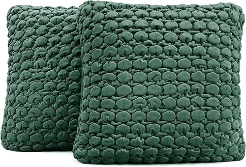 Miniatura 2 de Juego de 2 fundas de almohada navideñas de 18 x 18 pulgadas, fundas de cojín cuadradas de terciopelo con textura de burbujas para sofá, cama,