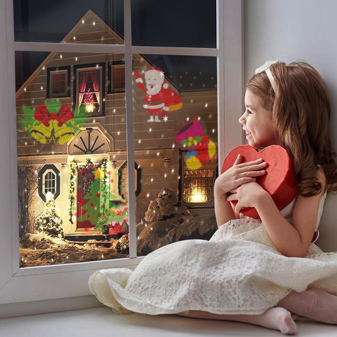 Natale Proiettore Luci Babbo Natale Effetto Rotante Impermeabile LED Lampada per Esterno Natale Festa Giardino Interno Casa