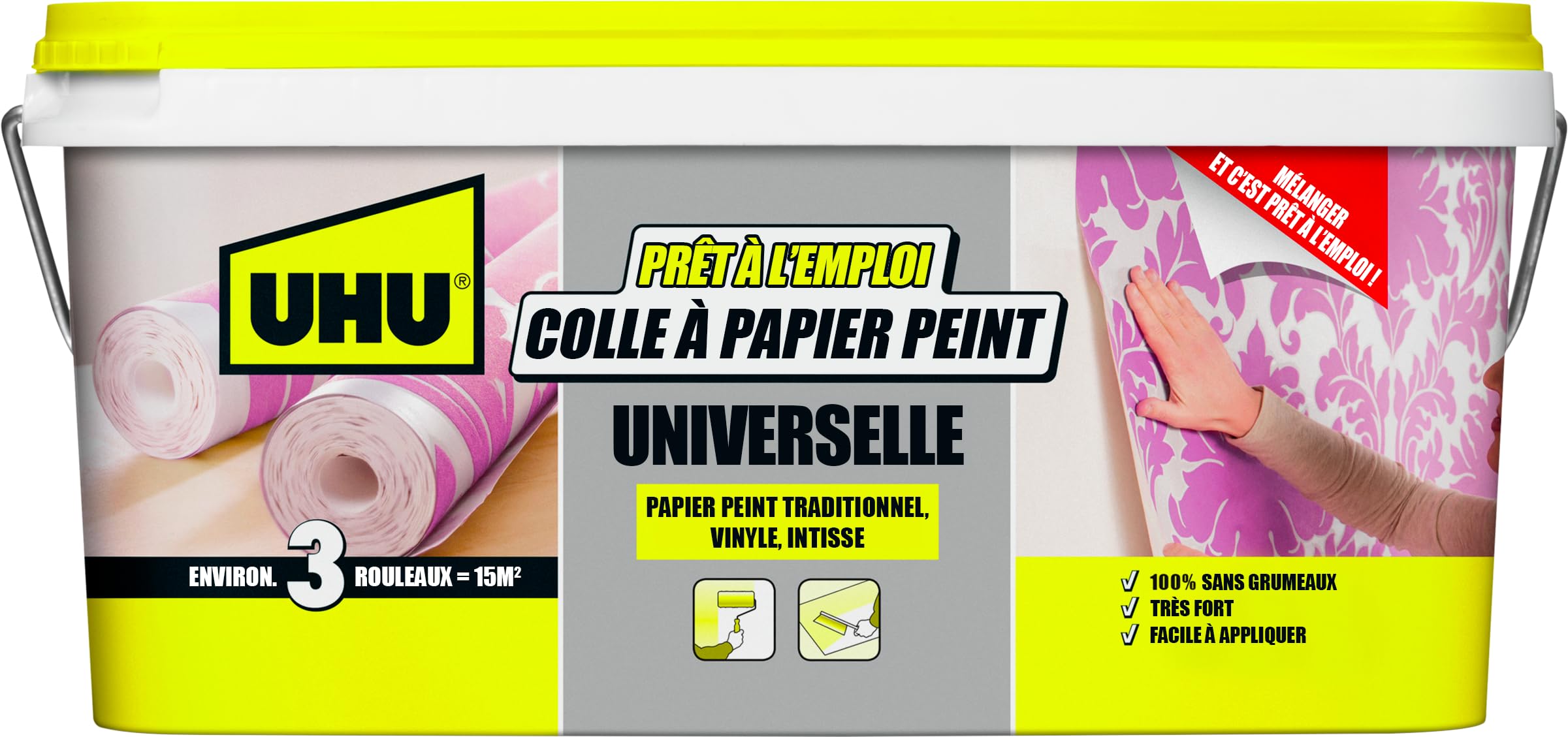 UHU Fix & Fertig Kleister Universal, Fertigkleister für die einfache Anbringung von Tapeten aller Art, Eimer 2,5 kg