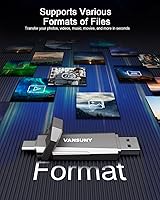 Vista 4 de Vansuny Unidad de estado sólido USB de 256 GB de hasta 1000 MB/s USB 3.2 Gen 2 Dual SSD USB A + Tipo C SSD externo portátil para teléfono Android