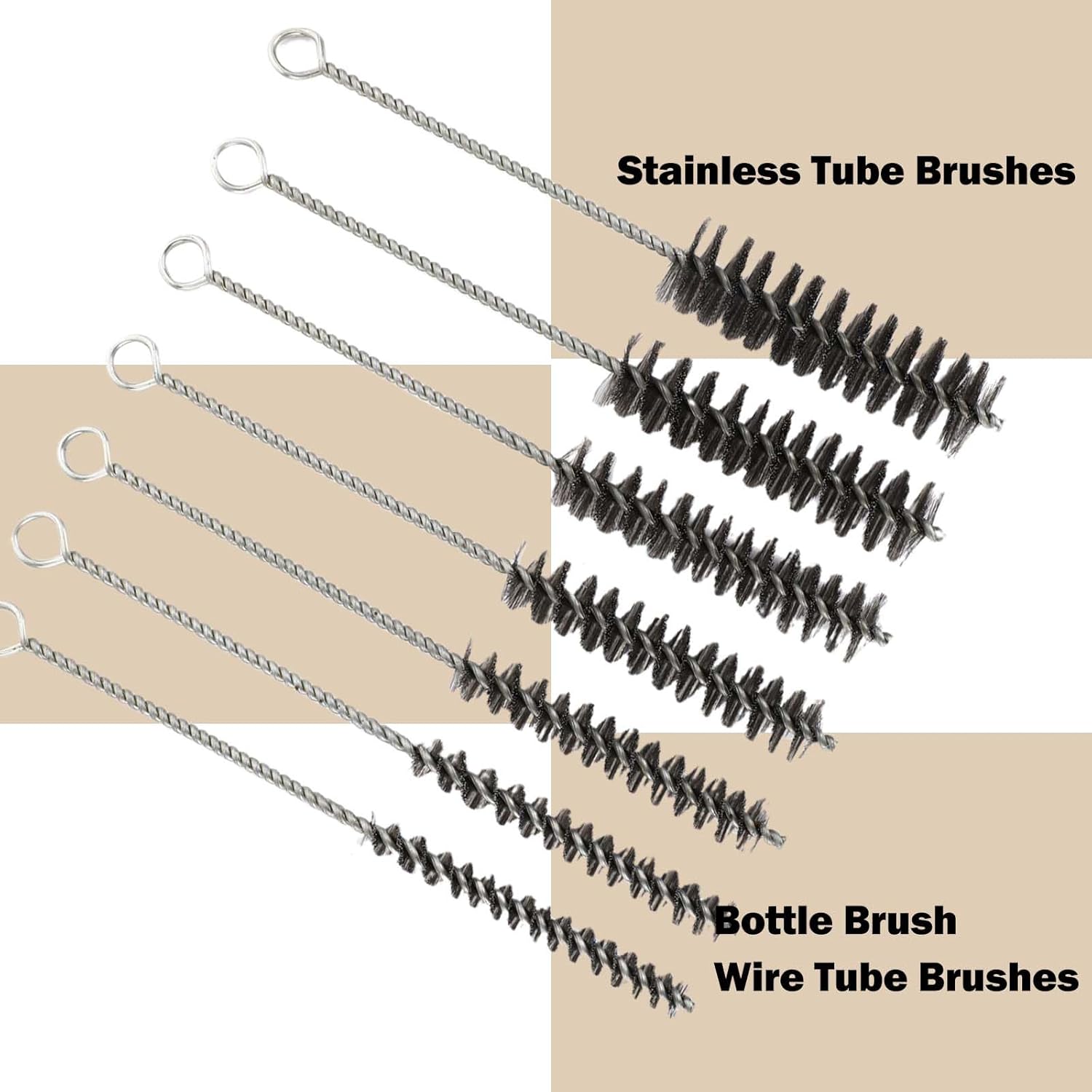 1/2 in Tube Cleaning Lab Brushes Stainless Steel Tube Brushes Bottle Brush Wire Tube Brushes,Wire Cleanling Brushes Straw Cleaner Brush Wire Bottle Brush for Tubes,Bottle,Glass 4 PCS