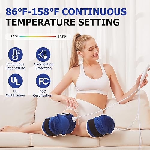 Miniatura 2 de JOBYNA 2 almohadillas térmicas para aliviar el dolor de rodilla, rodilleras de calor rápido de 30 segundos con apagado automático, nivel de calor de
