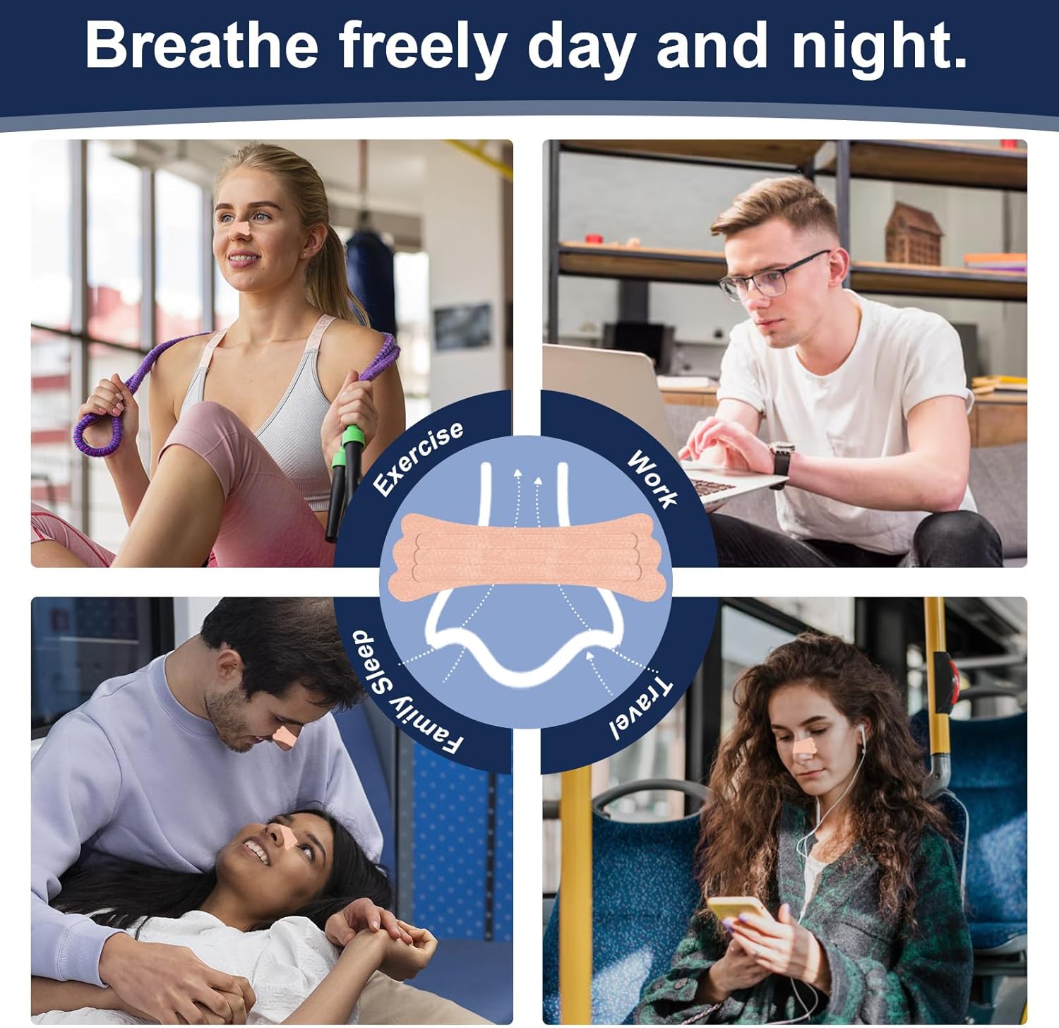 Nasal Strips, Nasal Strips for Snoring,Extra Strength Nose Strips for Breathing,Anti Snoring Strips,Truncated Nose Strips,Help Stop Snoring,Nasal Congestion Relief (32 Count) - Image 7