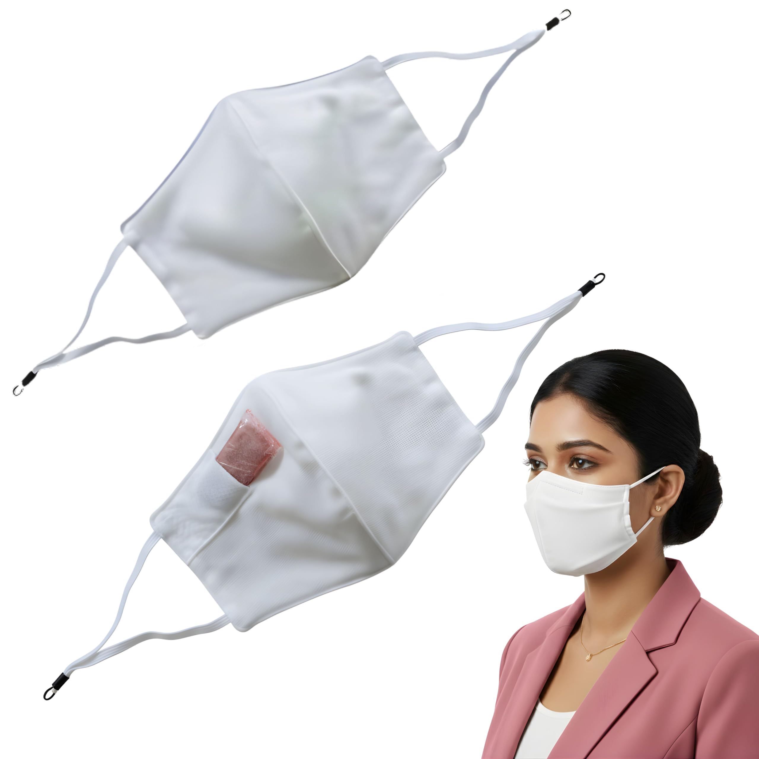 Adjustable Herbal Cotton Face Mask with Aroma Pouch | Soft Breathable Fabric | Reusable & Washable | Gentle on Skin | Comfortable Everyday Mask (Multicolour - Colours may vary) | Pack of 3-image-43