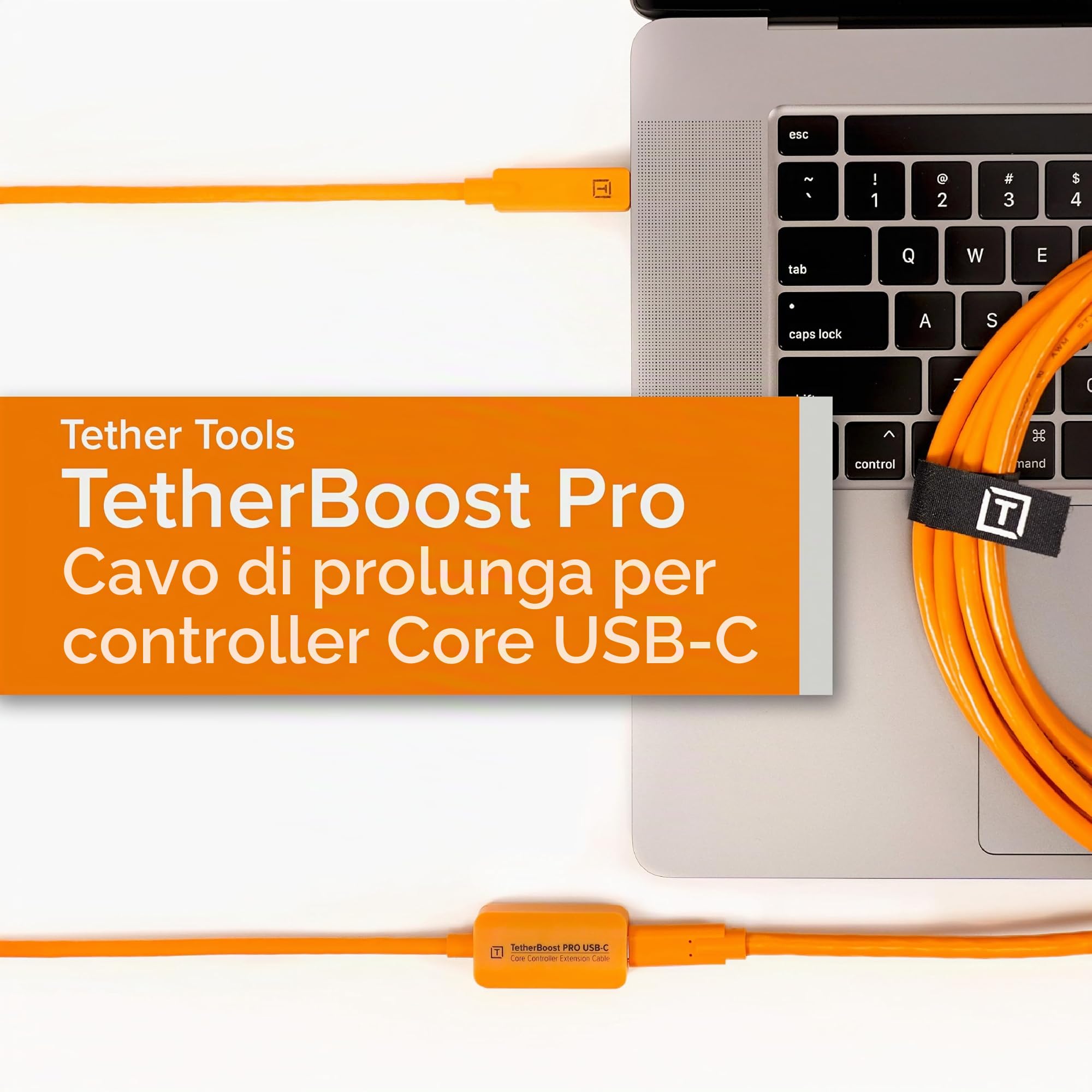 Tether Tools TetherBoost Pro USB-C Core Controller Extension Cable – Prolunga per cavo USB-C (arancione)
