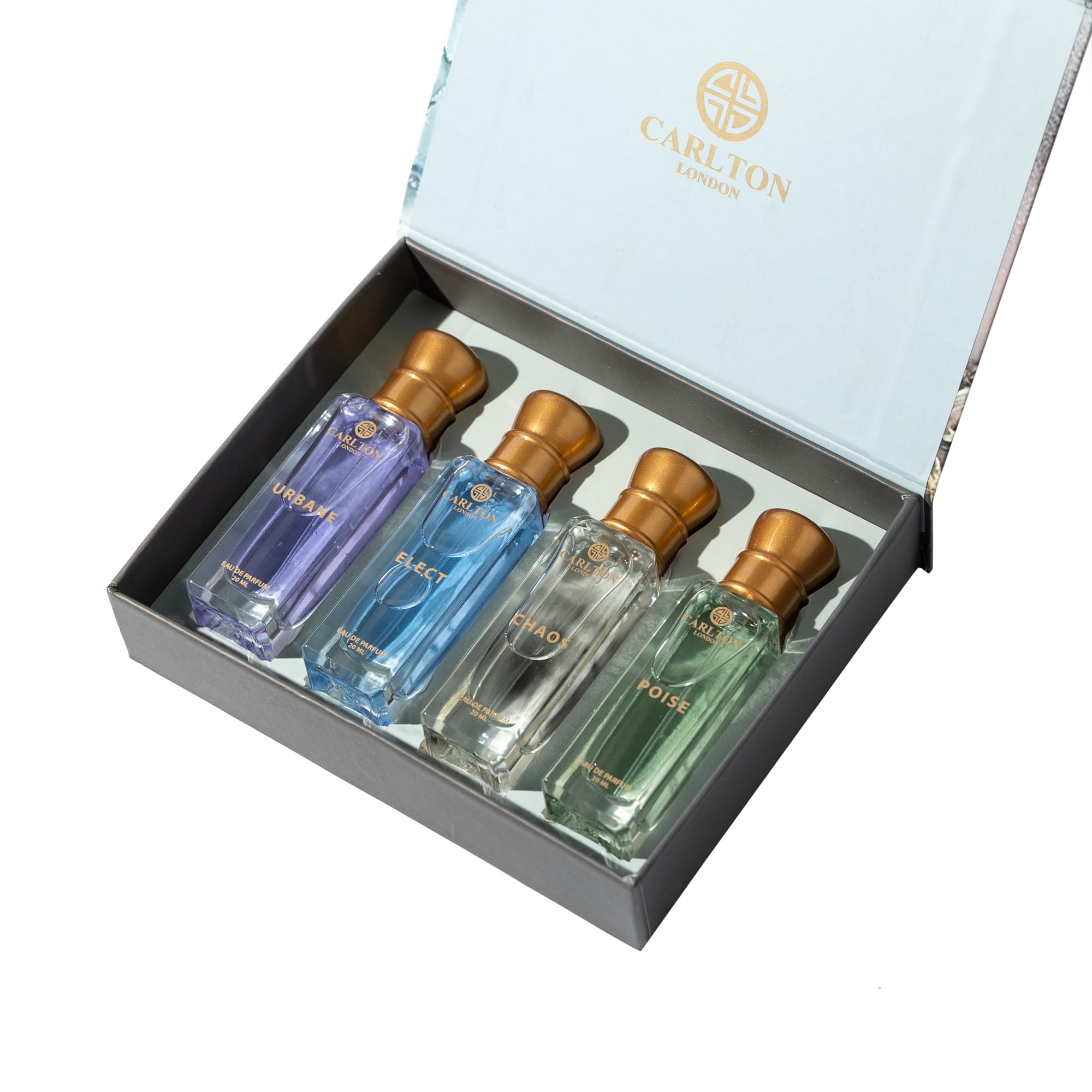 Elite Perfume For Woman & Man – 4x20ml | Luxury Perfume Gift Set For Couple | Long Lasting Unisex EDP Combo With Fruity, Musky, Citrusy, Smoky Notes | Travel Size Perfumes Set